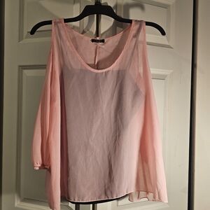 Light Pink Cold-Shoulder Chiffon Women's Top